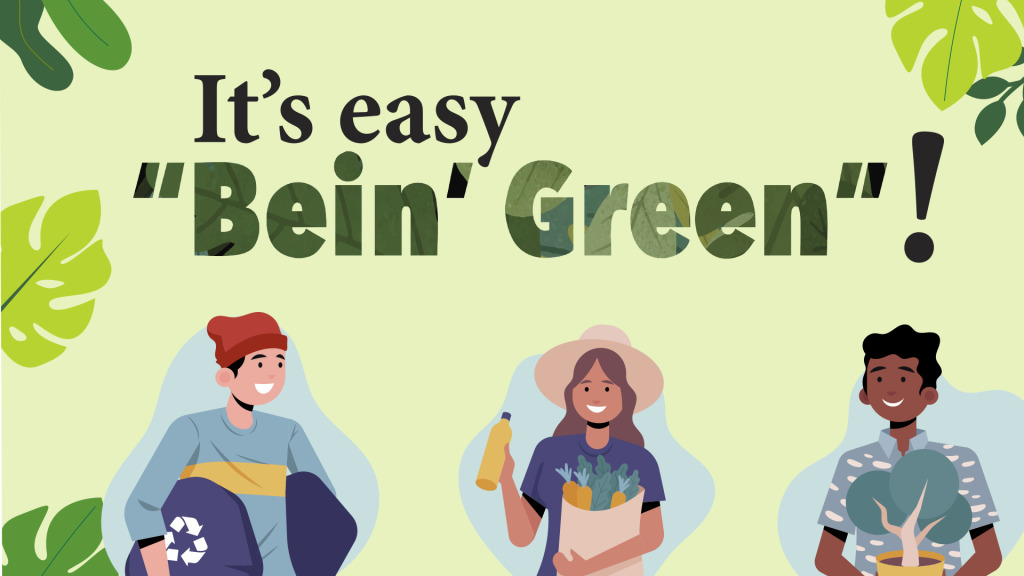 green graphic with text and caricature images