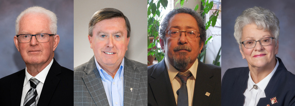 UPEI’s honorary graduands for 2025: Leo Broderick, Wayne Carew, Scott Parsons, and Hon. Antoinette Perry