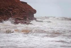 Waves hitting cliff